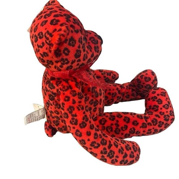 GUND Bear Red Black Wild Thing Animal Print Plush Stuffed Animal Heart and Bow - Picture 6 of 8
